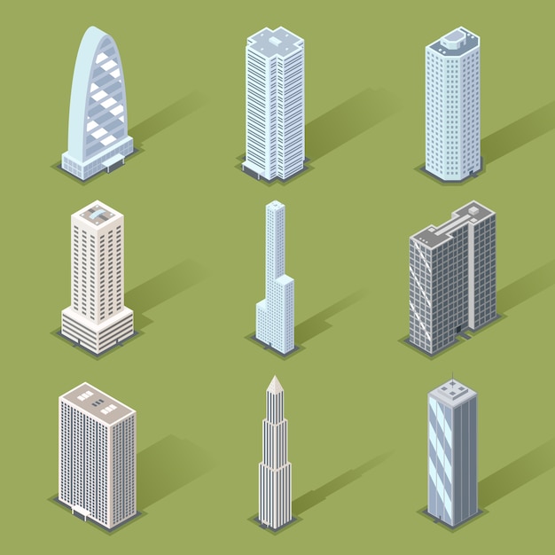 Free Vector assorted three dimensional skyscraper set