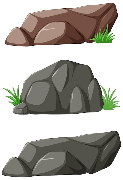 Assorted Vector Rocks with Foliage