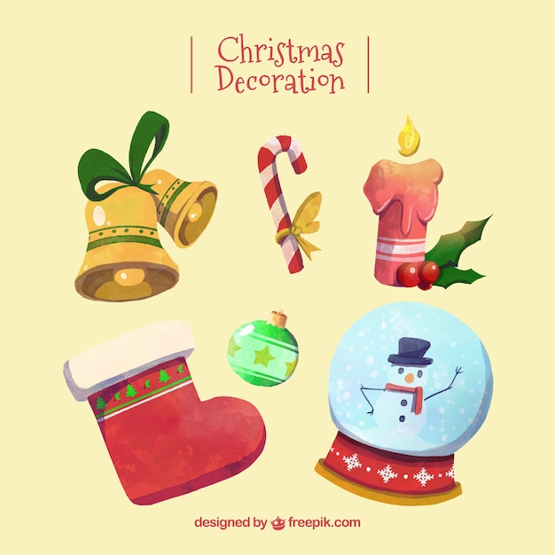 Free vector assortment of fantastic christmas decoration