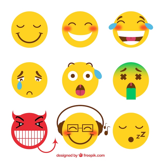 Free Vector assortment of funny emojis in flat design