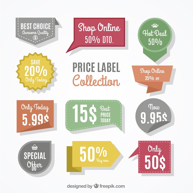 Free vector assortment of price stickers with different designs