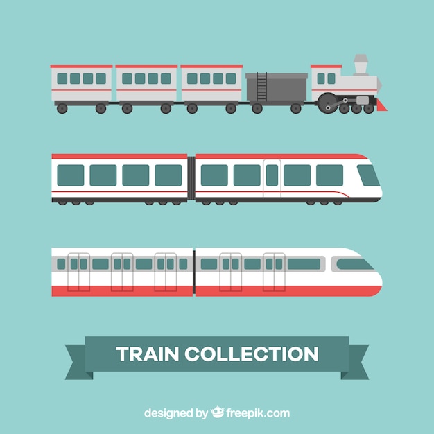 Free vector assortment of three flat trains