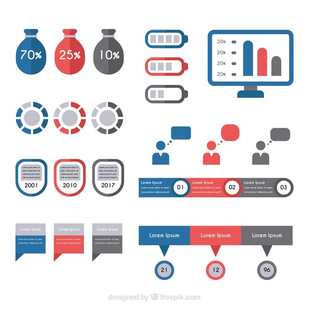 Assortment of useful elements for infographics