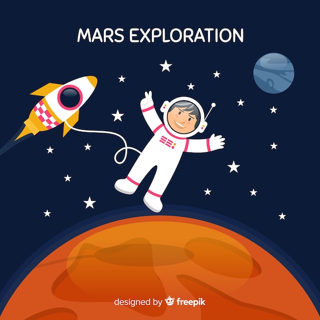 Free Vector astronaut on mars