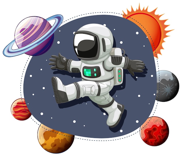 Free Vector astronaut in the space in cartoon style