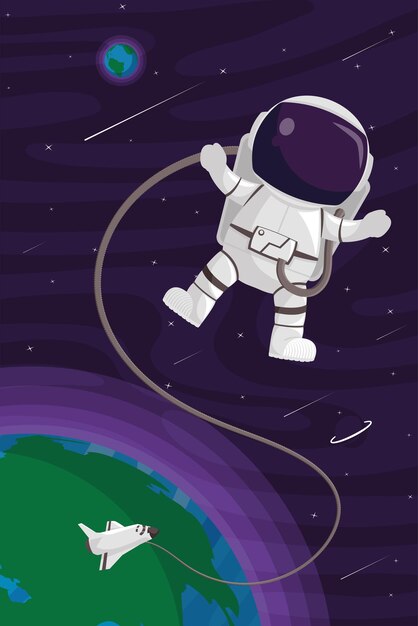 astronaut with spaceship space outer