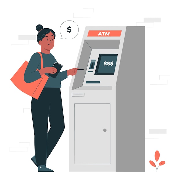 Free Vector atm machine concept illustration