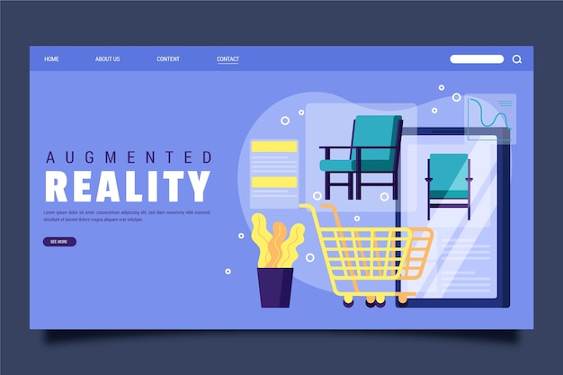 Free vector augmented reality landing page template