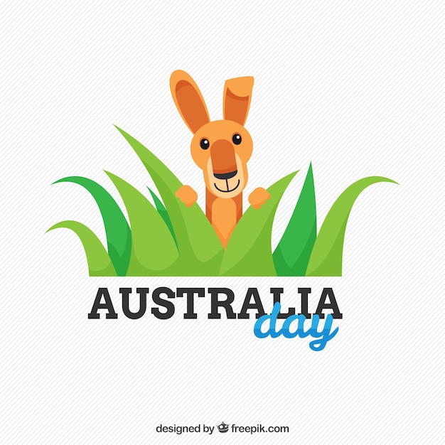 Free Vector australia day background with a cute kangaroo