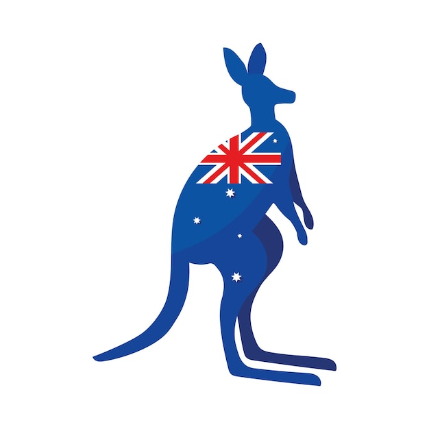 Free Vector australia day flag in kangaroo