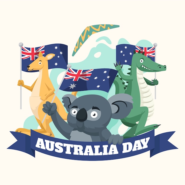 Free Vector australia day with animals