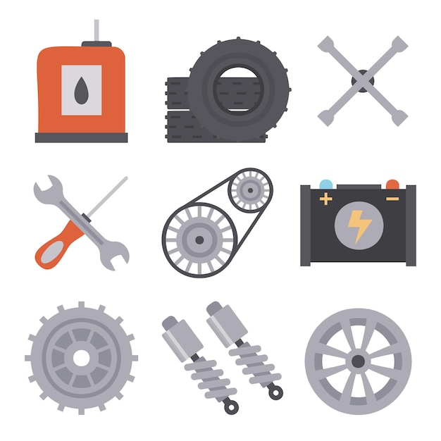 Free vector auto service car repair icon set car service and garage big collection repair maintenance inspection parts units elements