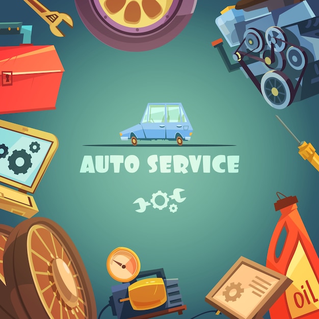 Free Vector auto service cartoon background