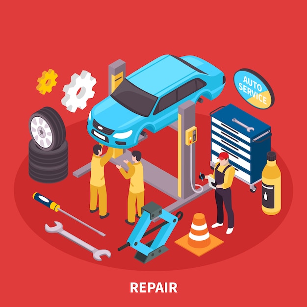 Free Vector  auto service isometric illustration 