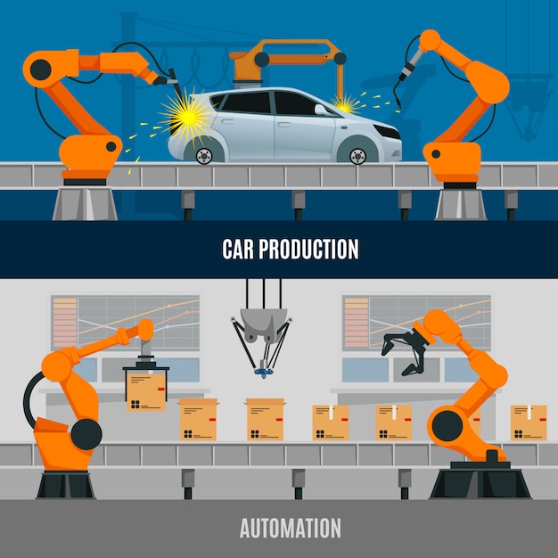 Free Vector automation banners set