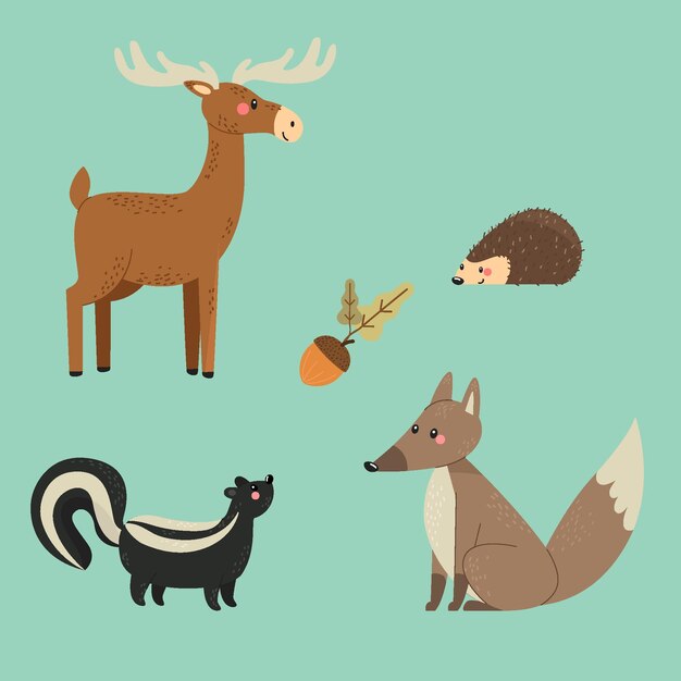 Autumn animals collection