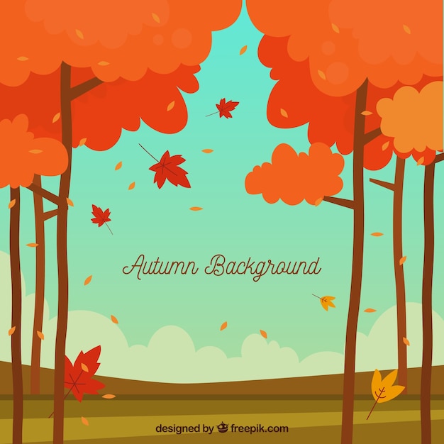 Free Vector autumn background with landscape