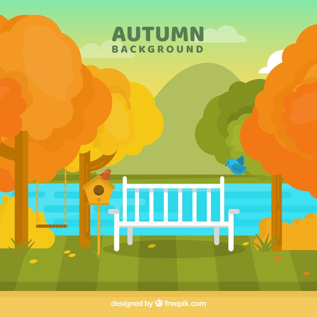 Free Vector autumn background with park