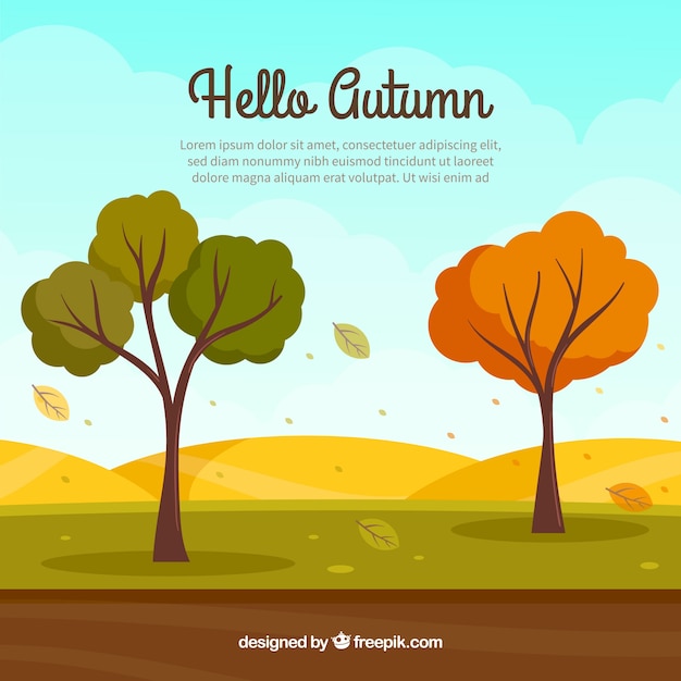 Free Vector autumn background with trees