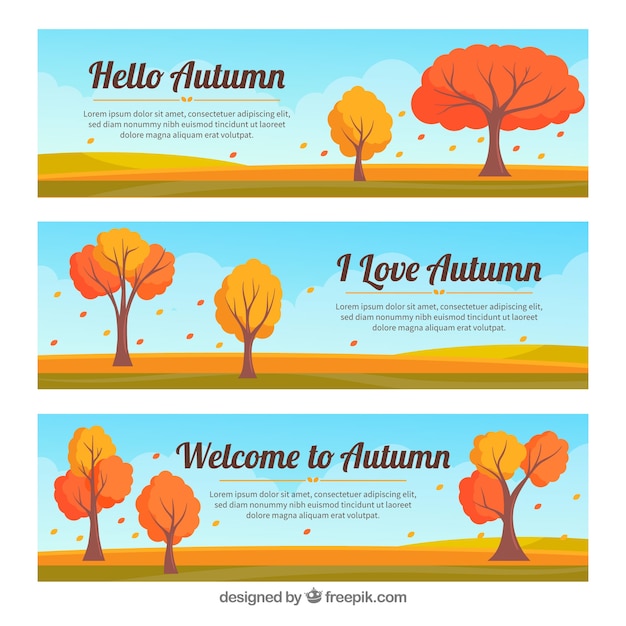 Autumn banners with trees