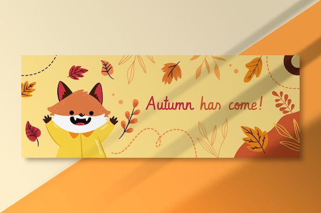 Autumn facebook cover template with fox