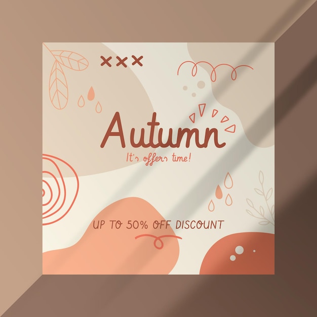 Autumn facebook post template with abstract shapes