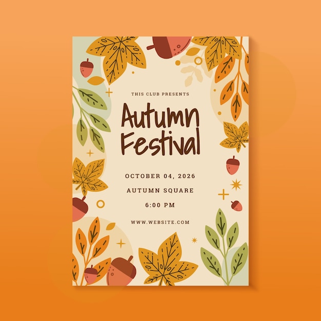 Autumn festival hand drawn flat poster or flyer