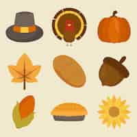 Free vector autumn food set bundle of seasonal food and drinks pumpkin pie corn bread beverage symbols of fall vector illustration