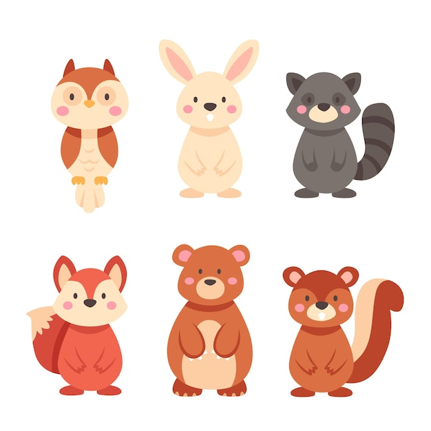 Free vector autumn forest animals pack