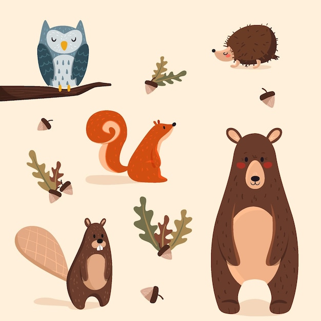 Autumn forest animals pack