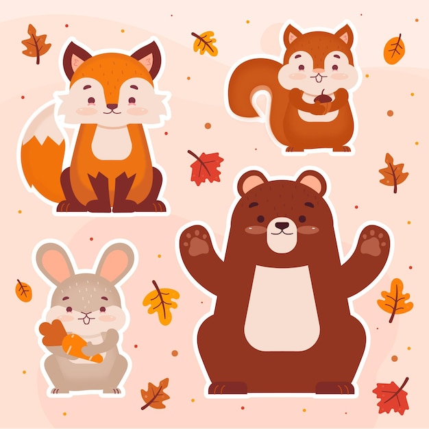 Free Vector autumn forest animals pack