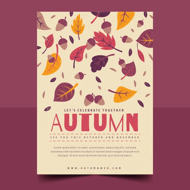 Autumn hand drawn flat poster or flyer