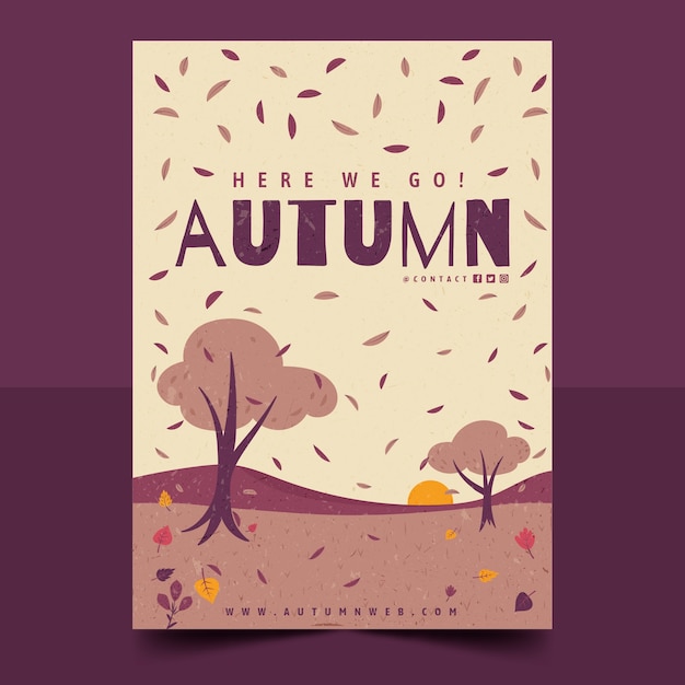 Autumn hand drawn flat poster or flyer