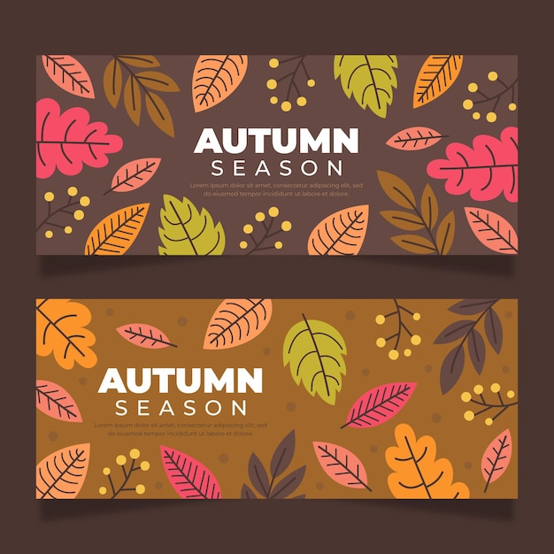 Free vector autumn horizontal banners set