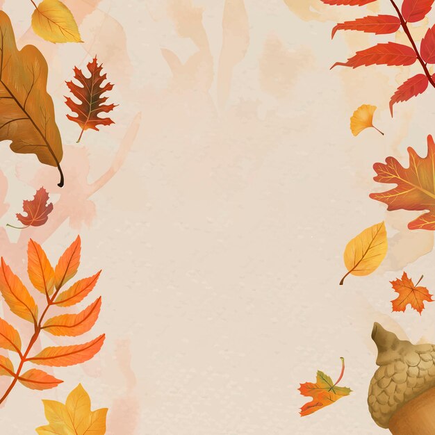 Autumn leaves beige background vector