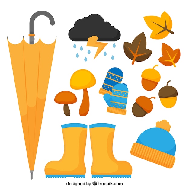 Free vector autumn leaves and clothes