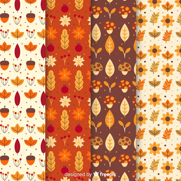 Free Vector autumn pattern collection flat style