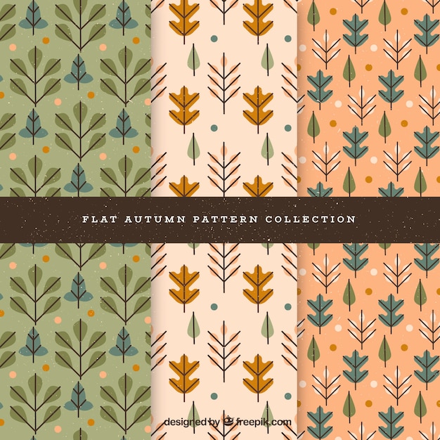 Free Vector autumn patterns collection with colorful leaves