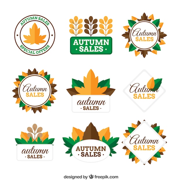 Free Vector autumn sale logo collection