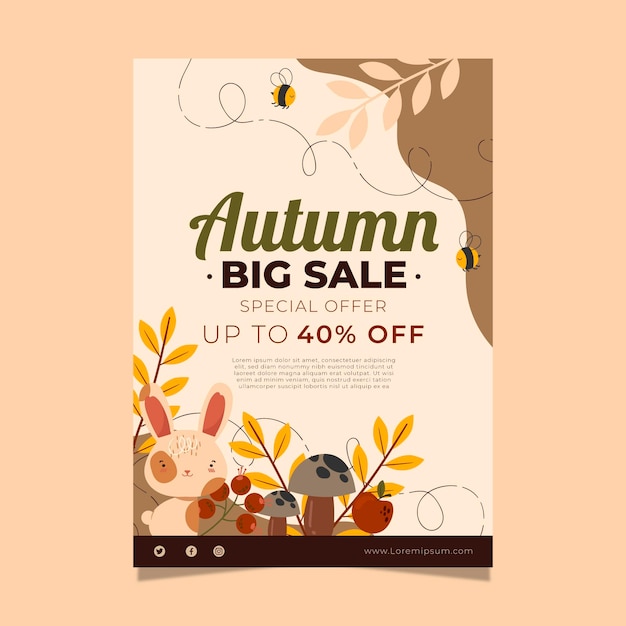 Autumn sale vertical poster template