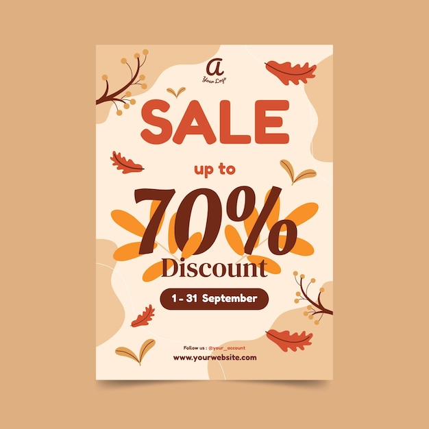 Free Vector autumn sale vertical poster template