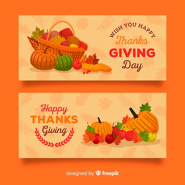 Autumn veggies thanksgiving banner design