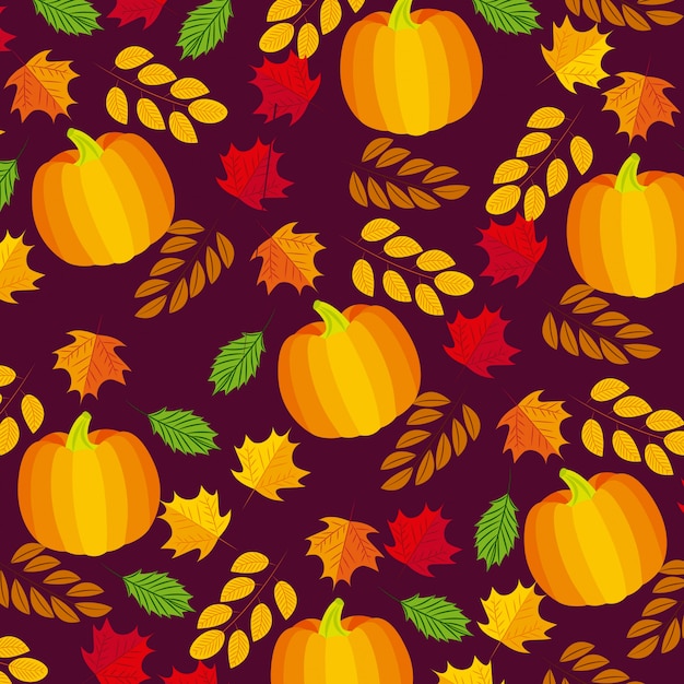 Free vector autumnal leaves and pumpkins composition