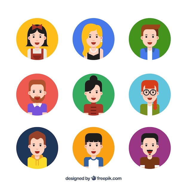 Free Vector avatars set of men and women in flat design