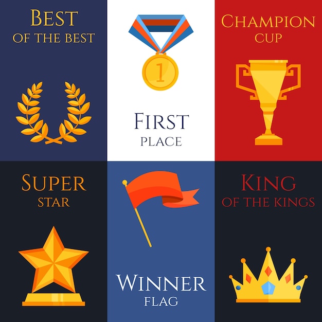 Free Vector award mini poster set