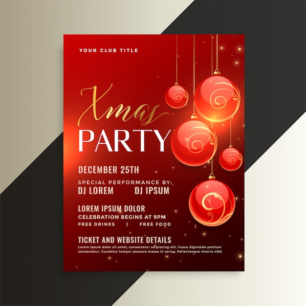 Free Vector awesome christmas party poster flyer design