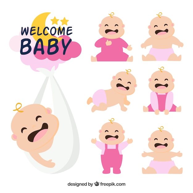 Free Vector babies collection in hand drawn style