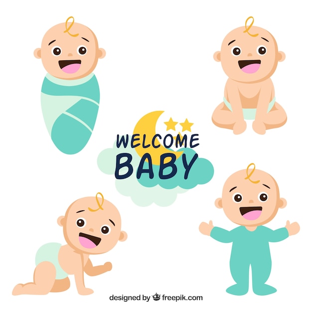 Free Vector babies collection in hand drawn style