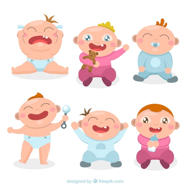 Free Vector babies collection in hand drawn style