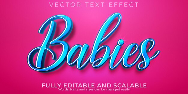 Baby birthday text effect, editable wedding and soft text style